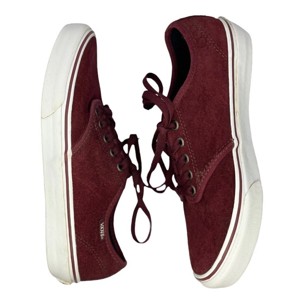 VANS OLD SKOOL Retro Low Top Sk8 Shoes Women 7 Burgundy‎ Textured Suede Sneakers - Picture 5 of 14